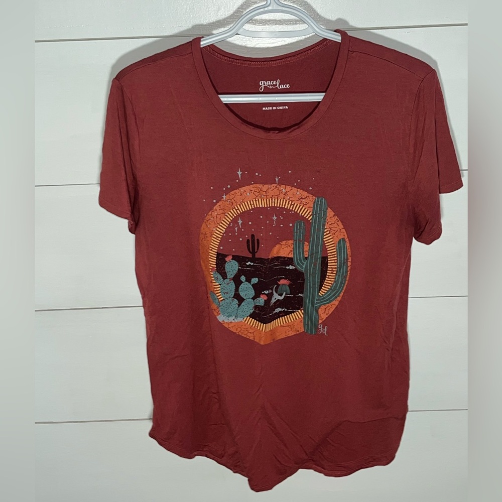 Grace & Lace Rust Desert Scene Tee